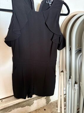 Aqua Black Sleeveless Romper with Subtle Tailoring